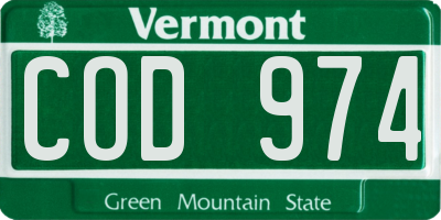 VT license plate COD974
