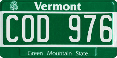 VT license plate COD976