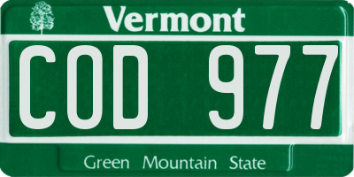 VT license plate COD977