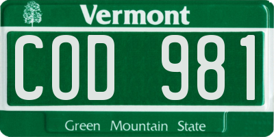 VT license plate COD981