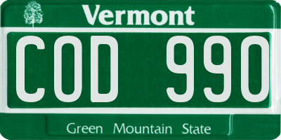 VT license plate COD990