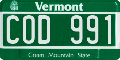 VT license plate COD991