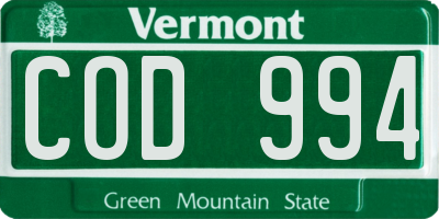 VT license plate COD994