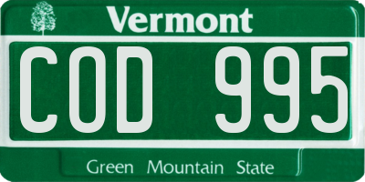 VT license plate COD995