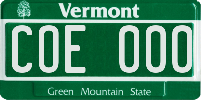 VT license plate COE000