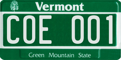 VT license plate COE001