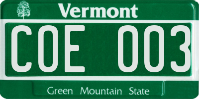 VT license plate COE003