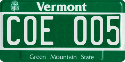 VT license plate COE005