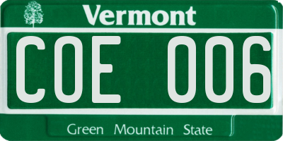 VT license plate COE006