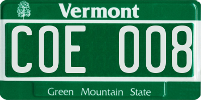 VT license plate COE008