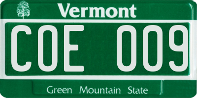 VT license plate COE009
