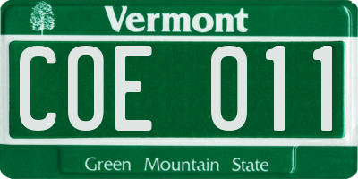 VT license plate COE011