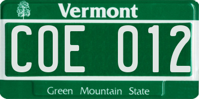 VT license plate COE012