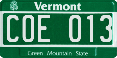 VT license plate COE013