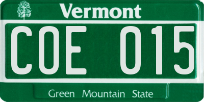 VT license plate COE015