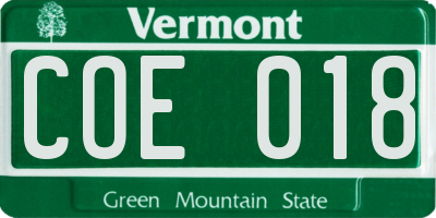 VT license plate COE018
