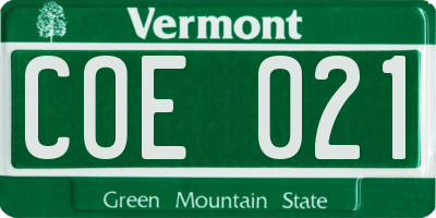 VT license plate COE021