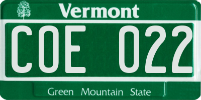 VT license plate COE022