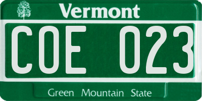 VT license plate COE023