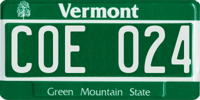 VT license plate COE024