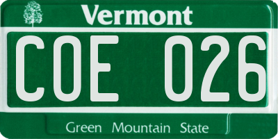 VT license plate COE026