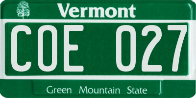 VT license plate COE027