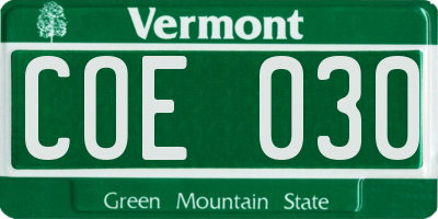 VT license plate COE030