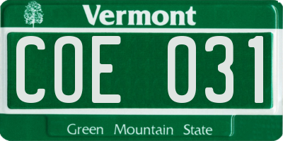 VT license plate COE031