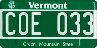 VT license plate COE033