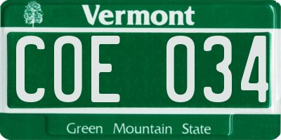 VT license plate COE034