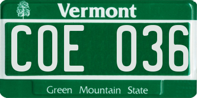 VT license plate COE036