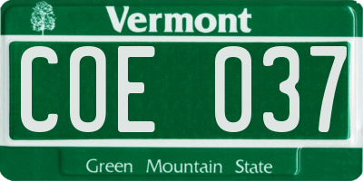 VT license plate COE037