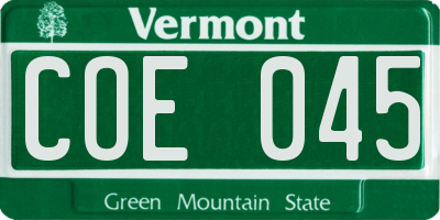 VT license plate COE045