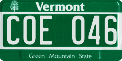 VT license plate COE046