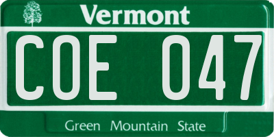 VT license plate COE047
