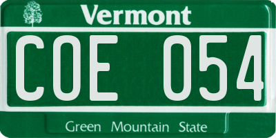 VT license plate COE054