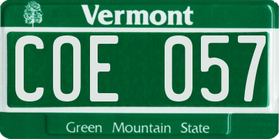 VT license plate COE057