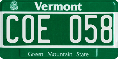 VT license plate COE058