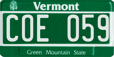VT license plate COE059