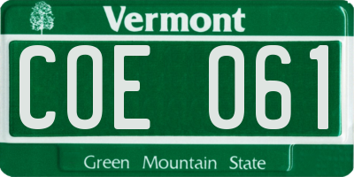 VT license plate COE061