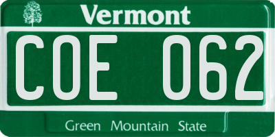 VT license plate COE062