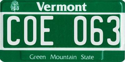 VT license plate COE063