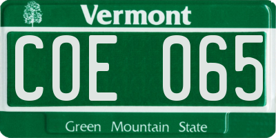 VT license plate COE065