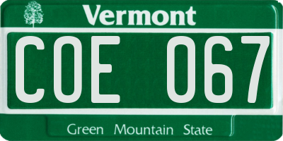 VT license plate COE067