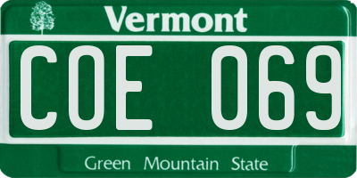 VT license plate COE069