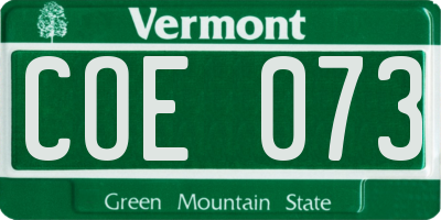 VT license plate COE073