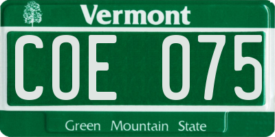 VT license plate COE075