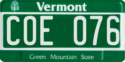 VT license plate COE076