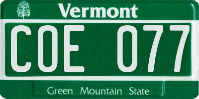 VT license plate COE077
