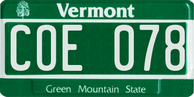 VT license plate COE078